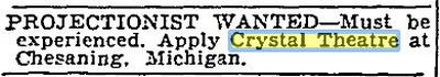 Crystal Theater - Aug 1942 Help Wanted (newer photo)